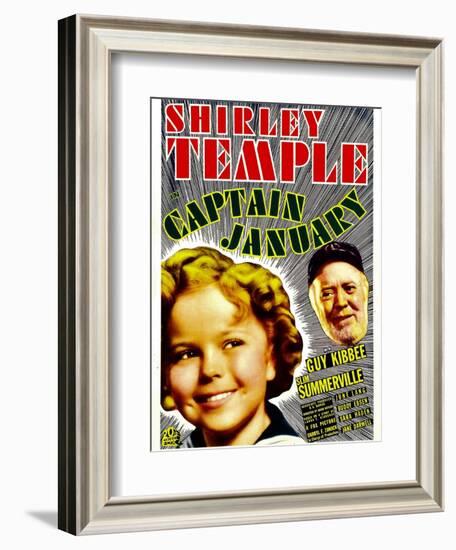 Captain January, Shirley Temple, Guy Kibbee on Midget Window Card, 1936-null-Framed Art Print
