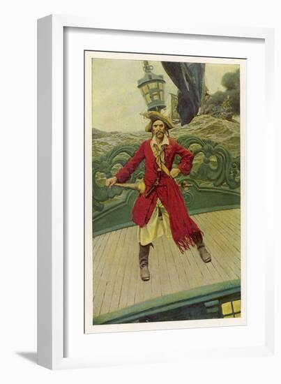 Captain Keitt on His Quarter-Deck-Howard Pyle-Framed Art Print