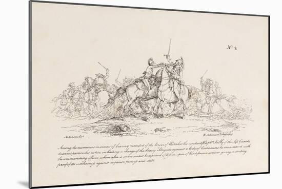 Captain Kelly of the Life Guards Killing a French Commanding Officer of Cuirassiers at Waterloo-John Augustus Atkinson-Mounted Giclee Print