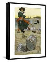 Captain Kidd Buries His Treasure-Howard Pyle-Framed Stretched Canvas