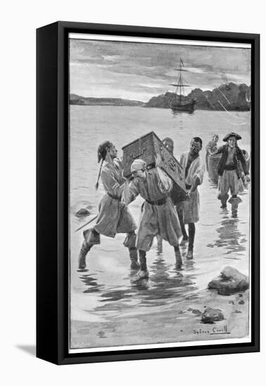 Captain Kidd Lands with His Crew and Treasure-Sidney Cowell-Framed Stretched Canvas