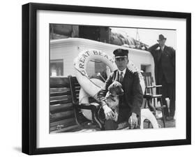 Captain Lane Erickson of the Great Bear with Dog, 1916-Asahel Curtis-Framed Giclee Print