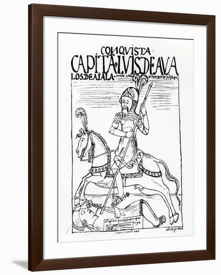 Captain Luis De Avalos Killing an Inca (Woodcut)-Felipe Huaman Poma De Ayala-Framed Giclee Print