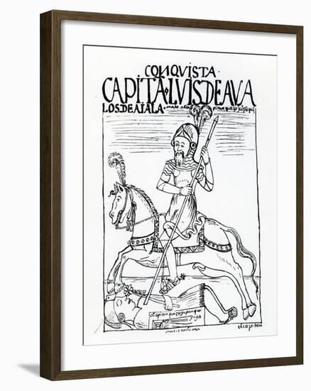 Captain Luis De Avalos Killing an Inca (Woodcut)-Felipe Huaman Poma De Ayala-Framed Giclee Print