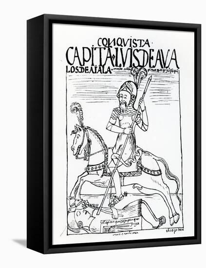 Captain Luis De Avalos Killing an Inca (Woodcut)-Felipe Huaman Poma De Ayala-Framed Stretched Canvas