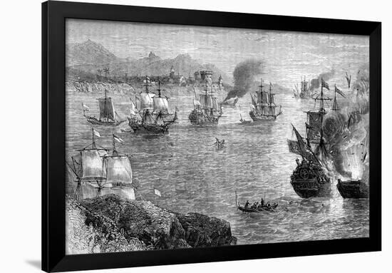 Captain Morgan's Defeat of the Spanish Fleet, 1660S-null-Framed Premium Giclee Print