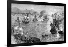 Captain Morgan's Defeat of the Spanish Fleet, 1660S-null-Framed Premium Giclee Print