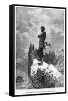 Captain Nemo Climbing a Rock, Illustration from "20,000 Leagues under the Sea"-Alphonse Marie de Neuville-Framed Stretched Canvas