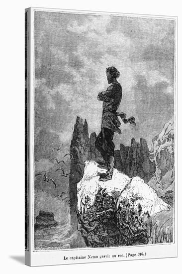 Captain Nemo Climbing a Rock, Illustration from "20,000 Leagues under the Sea"-Alphonse Marie de Neuville-Stretched Canvas