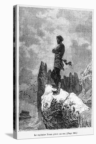 Captain Nemo Climbing a Rock, Illustration from "20,000 Leagues under the Sea"-Alphonse Marie de Neuville-Stretched Canvas