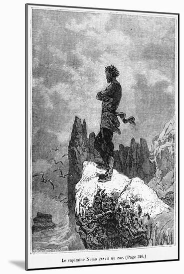 Captain Nemo Climbing a Rock, Illustration from "20,000 Leagues under the Sea"-Alphonse Marie de Neuville-Mounted Giclee Print