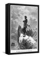 Captain Nemo Climbing a Rock, Illustration from "20,000 Leagues under the Sea"-Alphonse Marie de Neuville-Framed Stretched Canvas