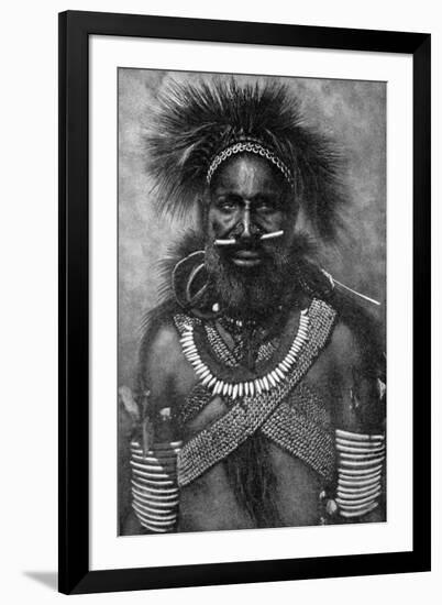Captain of a Company of Cannibal Fighting Men, New Guinea, 1922-null-Framed Giclee Print
