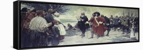 Captain Philip Carteret Landing in New Jersey-null-Framed Stretched Canvas