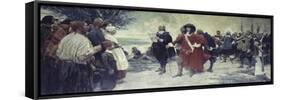 Captain Philip Carteret Landing in New Jersey-null-Framed Stretched Canvas