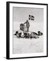 Captain Roald Amundsen at the South Pole, 1912, from 'The Year 1912', Published London, 1913-null-Framed Giclee Print