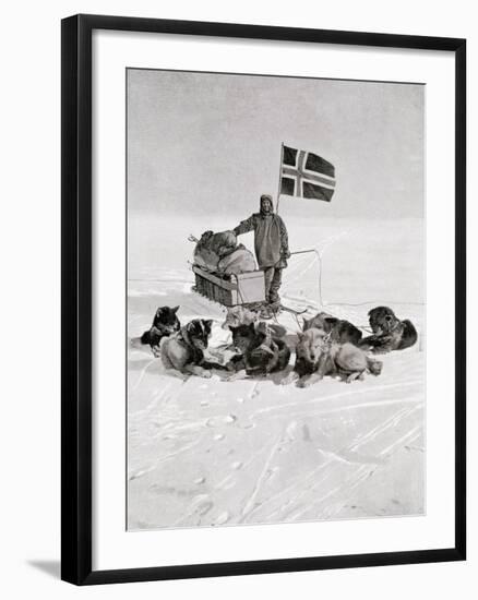 Captain Roald Amundsen at the South Pole, 1912, from 'The Year 1912', Published London, 1913-null-Framed Giclee Print