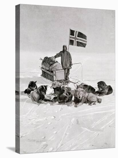 Captain Roald Amundsen at the South Pole, 1912, from 'The Year 1912', Published London, 1913-null-Stretched Canvas