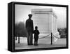 Captain Roger D. Reid Visiting the Unknown Soldier's Tomb with His Son-George Strock-Framed Stretched Canvas