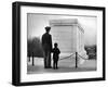 Captain Roger D. Reid Visiting the Unknown Soldier's Tomb with His Son-George Strock-Framed Photographic Print