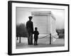 Captain Roger D. Reid Visiting the Unknown Soldier's Tomb with His Son-George Strock-Framed Photographic Print