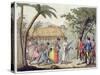 Captain Samuel Wallis being received by Queen Oberea on the Island of Tahiti, 1767 (19th century)-Gallo Gallina-Stretched Canvas