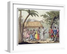 Captain Samuel Wallis being received by Queen Oberea on the Island of Tahiti, 1767 (19th century)-Gallo Gallina-Framed Giclee Print