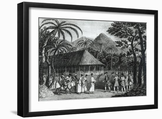 Captain Samuel Wallis Being Received by Queen Oberea on the Island of Tahiti-John Webber-Framed Giclee Print