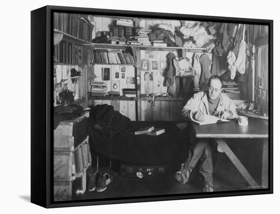 Captain Scott in His Den at Winter Quarters, During the Terra Nova Expedition-Herbert Ponting-Framed Stretched Canvas