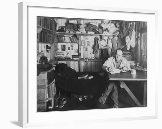 Captain Scott in His Den at Winter Quarters, During the Terra Nova Expedition-Herbert Ponting-Framed Photographic Print