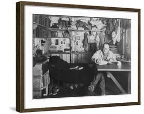 Captain Scott in His Den at Winter Quarters, During the Terra Nova Expedition-Herbert Ponting-Framed Photographic Print