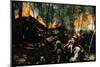 Captain Vernon Gillespie Contacting His Base Camp While Vietnamese Soldiers Burn Viet Cong Hideout-Larry Burrows-Mounted Photographic Print