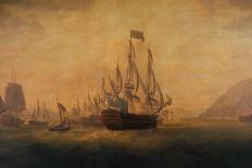 The Relief of Gibraltar by Admiral Lord Howe, 11th October 1782-Captain William Elliott-Framed Stretched Canvas