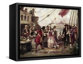 Captain William Kidd in New York Harbor-Jean Leon Gerome Ferris-Framed Stretched Canvas