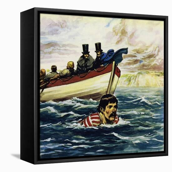 Captain William Webb Was the First Man to Swim the Channel-Alberto Salinas-Framed Stretched Canvas