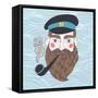 Captain with Pipe Vector Illustration-Maria Sem-Framed Stretched Canvas