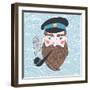 Captain with Pipe Vector Illustration-Maria Sem-Framed Art Print