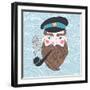 Captain with Pipe Vector Illustration-Maria Sem-Framed Art Print