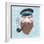 Captain with Pipe Vector Illustration-Maria Sem-Framed Art Print