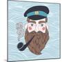 Captain with Pipe Vector Illustration-Maria Sem-Mounted Art Print