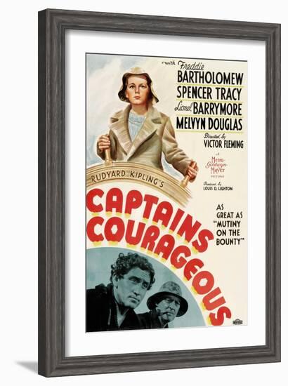 Captains Courageous, Freddie Bartholomew, Spencer Tracy, Lionel Barrymore, 1937-null-Framed Art Print