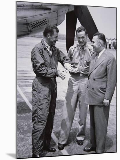 Captains Yeager and Fitzgerald with Larry Bell-null-Mounted Photographic Print