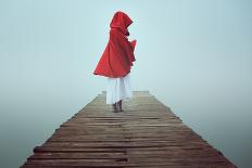 Dark Little Red Riding Hood in the Mist . Dream and Surreal Colors-CaptBlack76-Photographic Print