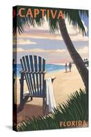 Captiva, Florida - Adirondack Chair on the Beach-Lantern Press-Stretched Canvas