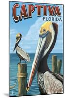 Captiva, Florida - Brown Pelican-Lantern Press-Mounted Art Print