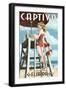 Captiva, Florida - Lifeguard Pinup Girl-Lantern Press-Framed Art Print