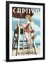 Captiva, Florida - Lifeguard Pinup Girl-Lantern Press-Framed Art Print