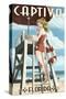 Captiva, Florida - Lifeguard Pinup Girl-Lantern Press-Stretched Canvas