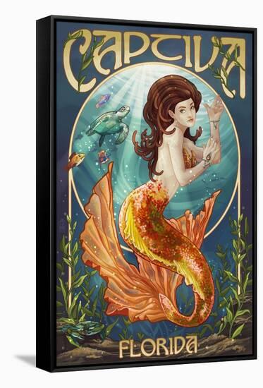 Captiva, Florida - Mermaid-Lantern Press-Framed Stretched Canvas