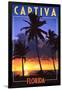 Captiva, Florida - Palms and Sunset-Lantern Press-Framed Art Print